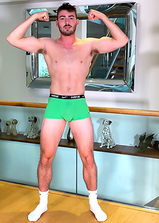 Straight Muscular & Hairy Swimmer Shows off his Fit Body & his Big Uncut Cock Fires a Load of Cum!