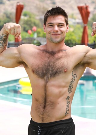 Hot gay hunks Roman Todd & Aspen flexing muscles outdoors & having anal sex after ass licking session