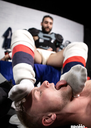 Gay hockey player Aiden Jacobs gets creampied by his teammate Tony D Angelo