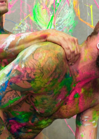 Gay artists Johnny Hill & Dakota Payne get covered in paint & have anal sex